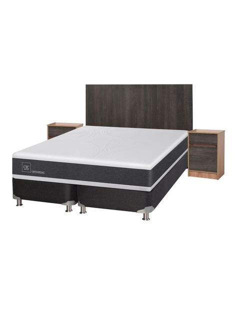 Box Spring New Ortopedic B5 Black King + Set Muebles Espresso-0