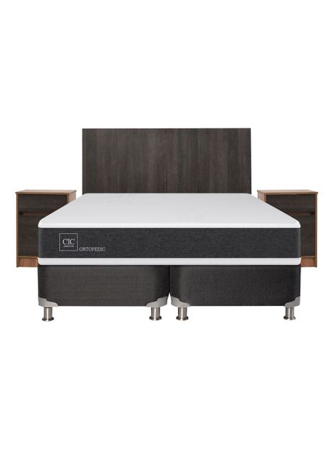 Box Spring New Ortopedic B5 Black King + Set Muebles Espresso-1