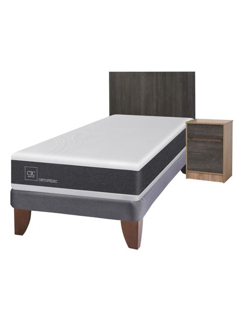 Cama Europea New Ortopedic 1.5 Plazas + Set Muebles Espresso-0