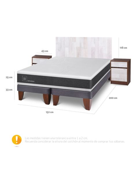 Cama Europea New Ortopedic 2 Plazas Base Dividida + Set Muebles Legno-1