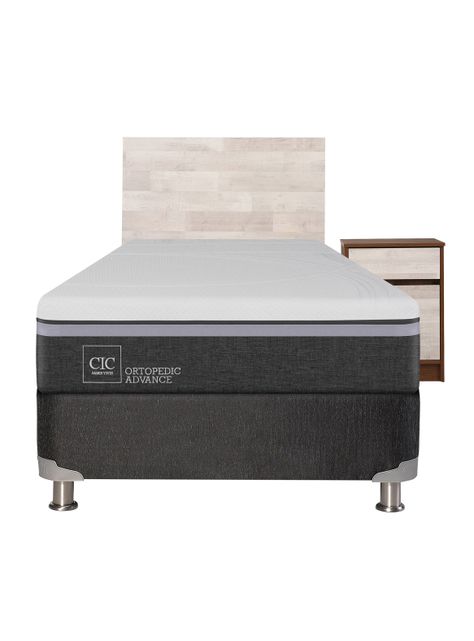 Box Spring Ortopedic Advance B5 Black 1.5 Plazas + Set Muebles Legno-1