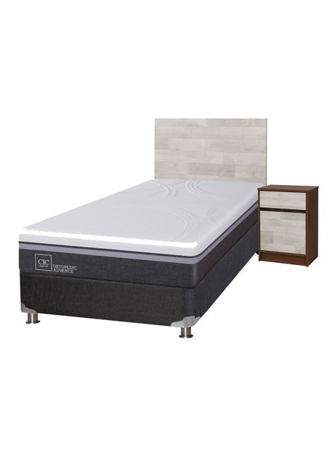 Box Spring Ortopedic Advance B5 Black 1.5 Plazas + Set Muebles Legno-0