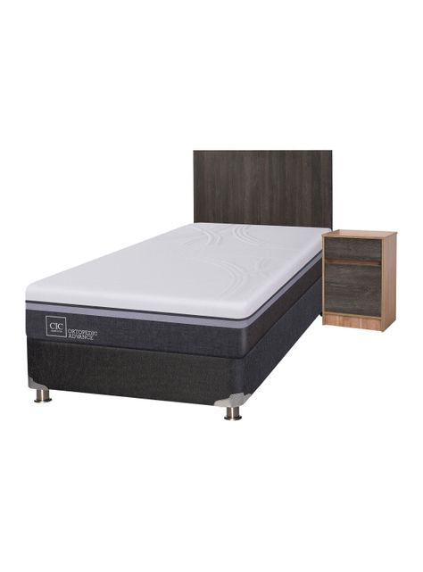 Box Spring Ortopedic Advance B5 Black 1.5 Plazas + Set Muebles Espresso-0