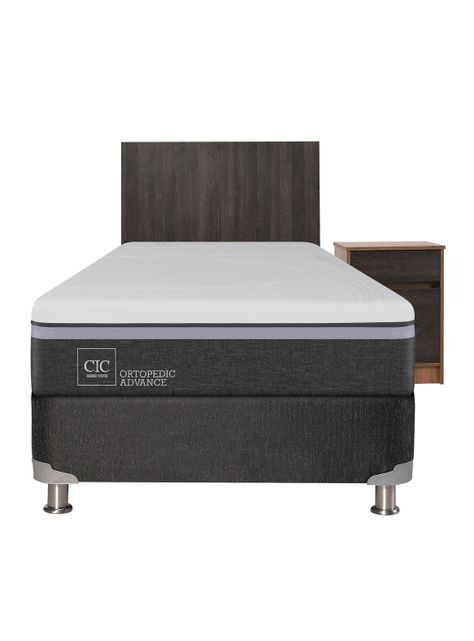 Box Spring Ortopedic Advance B5 Black 1.5 Plazas + Set Muebles Espresso-1