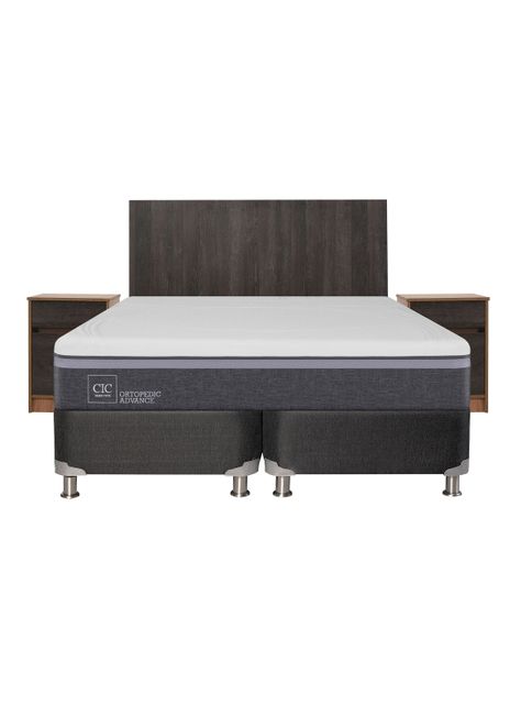 Box Spring Ortopedic Advance B5 Black 2 Plazas Base Dividida + Set Muebles Espresso-1