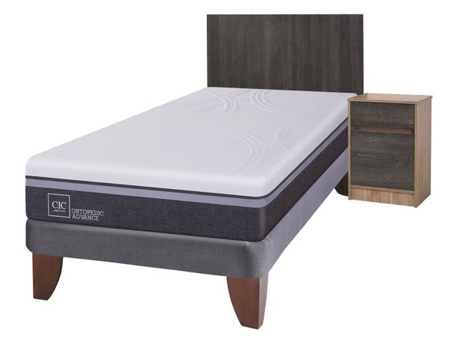 Cama Europea Ortopedic Advance 1.5 Plazas + Set Muebles Espresso-0