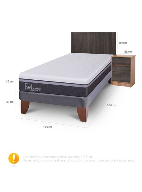 Cama Europea Ortopedic Advance 1.5 Plazas + Set Muebles Espresso-2