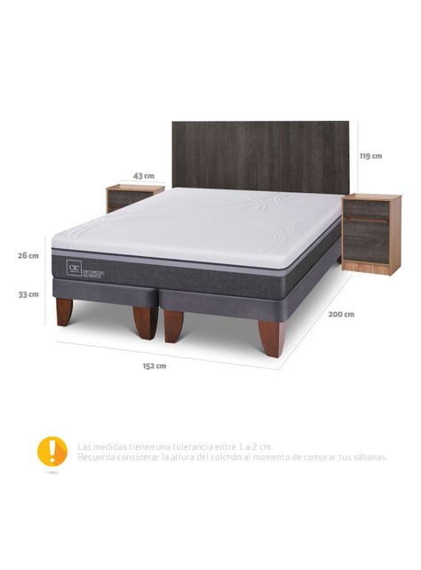 Cama Europea Ortopedic Advance 2 Plazas Base Dividida + Set Muebles Espresso-1