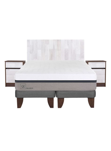 Cama Europea Balance 2 Plazas Base Dividida + Set Muebles Legno-1