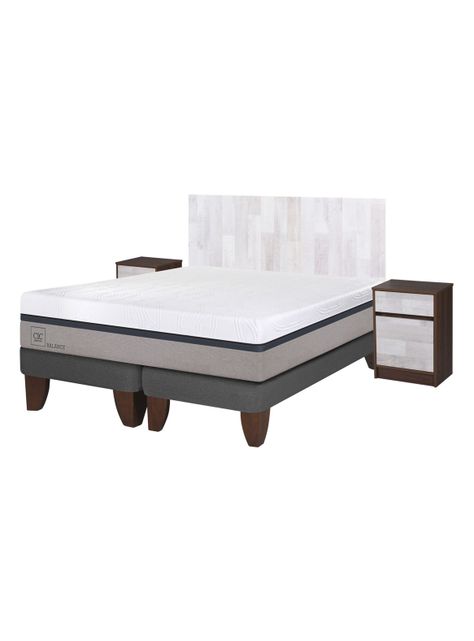 Cama Europea Balance 2 Plazas Base Dividida + Set Muebles Legno-0