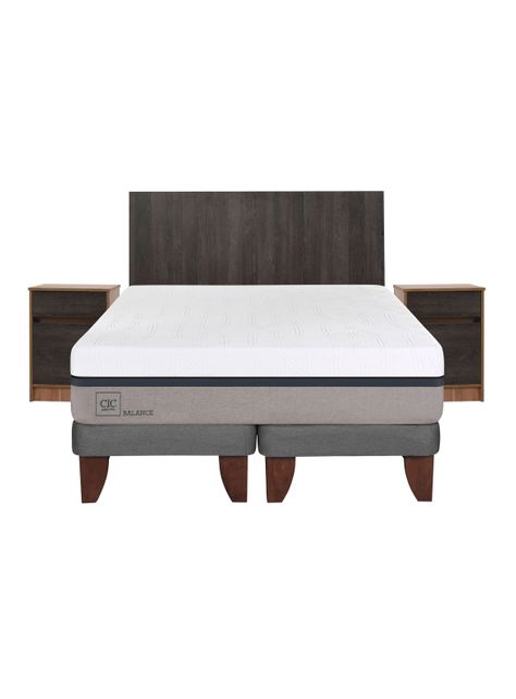 Cama Europea Balance King + Set Muebles Espresso-1