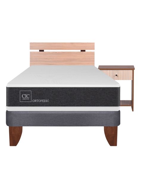 Cama Europea New Ortopedic 1.5 Plazas + Set Muebles Olmo-1