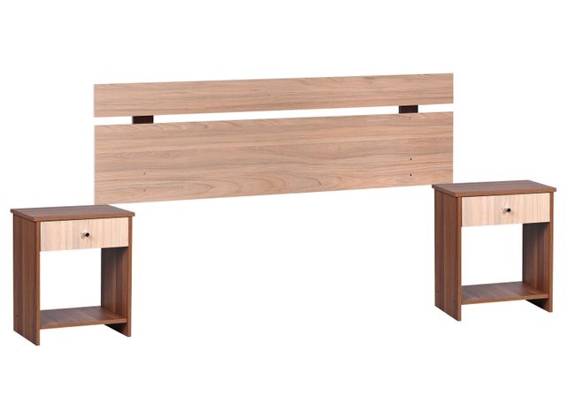 Set Muebles Dormitorio Olmo: Respaldo 2 Plazas + Veladores-1