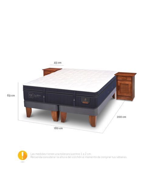 Cama Europea Super Premium King + Veladores Milán-1