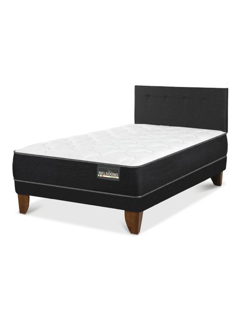 Cama Europea Belsogno 1.5 Plazas + Respaldo Black-0