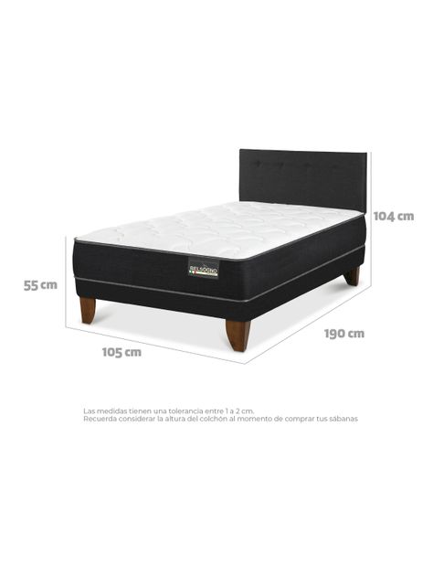 Cama Europea Belsogno 2 Plazas + Respaldo Black-1