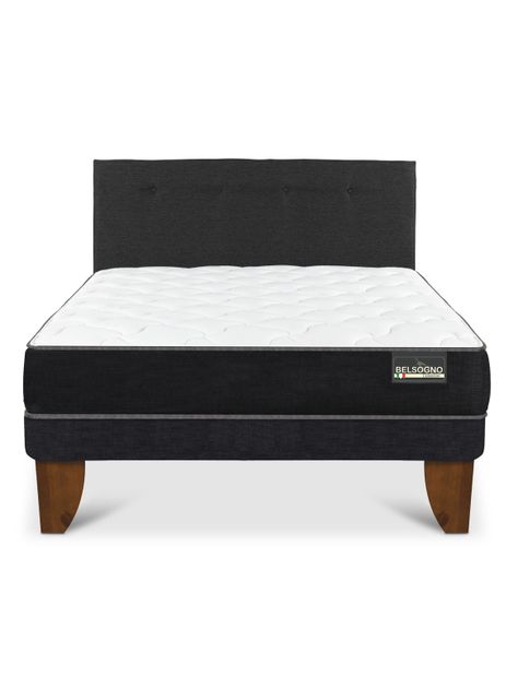 Cama Europea Belsogno 2 Plazas + Respaldo Black-2