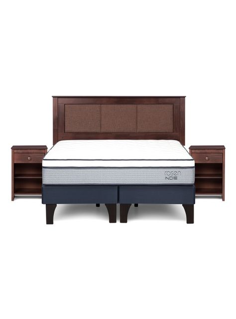 Cama Europea Indie 2 Plazas Base Dividida + Set Rachel-1
