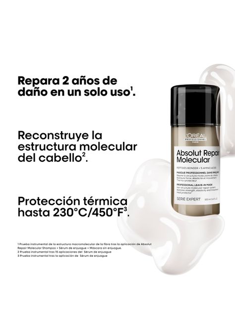 Máscara Sin Enjuague Reparación Molecular Profunda Cabello Dañado Absolut Repair Molecular 100ml-1