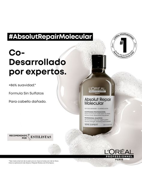 Shampoo Sin Sulfatos Reparacion Molecular Profunda Cabello Dañado Absolut Repair Molecular 500ml-5