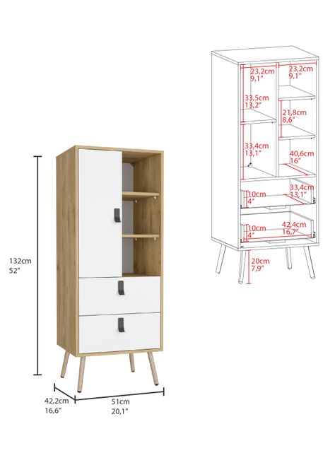 Cómoda Alta Huna Macadamia/Blanco-1