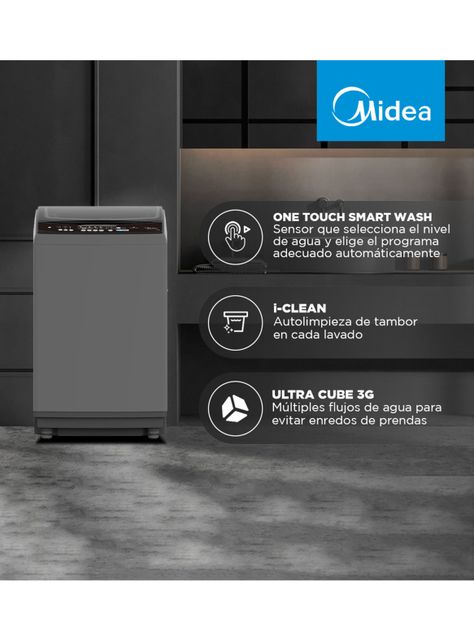 Lavadora Carga Superior 16 Kg Ultra Cube MLS-160G Gris-5
