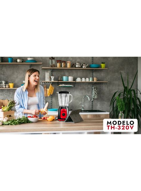 Licuadora TH-320V Negra Roja-8