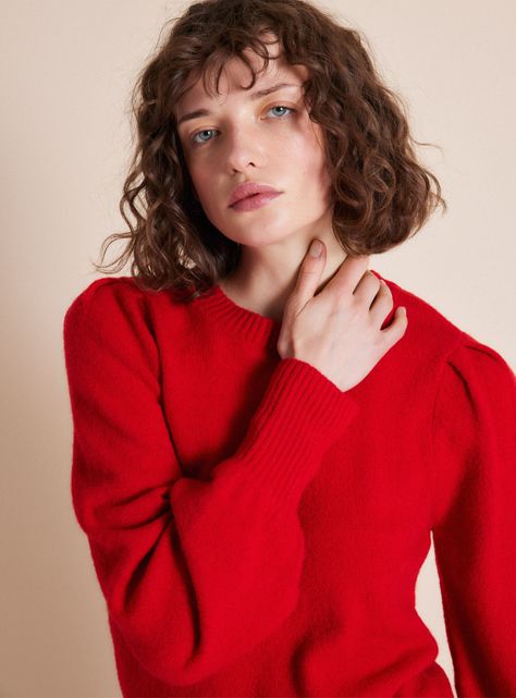 Sweater Manga Abullonada con Lana-2