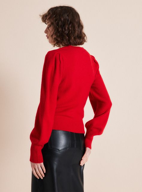 Sweater Manga Abullonada con Lana-1