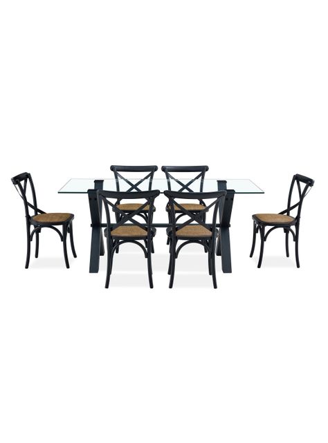 Juego Comedor Pamela 6 Sillas Vidrio Negro-1