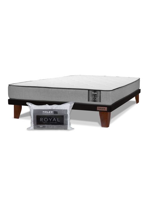 Cama Europea Star 2 Plazas x 190 cm + Almohadas Royal-0