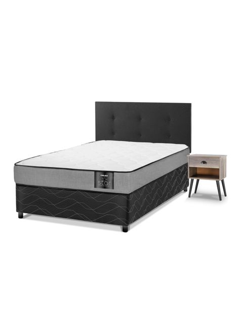 Cama Americana Star 1 Plaza x 190 cm + Respaldo Royal + Velador Rock-0