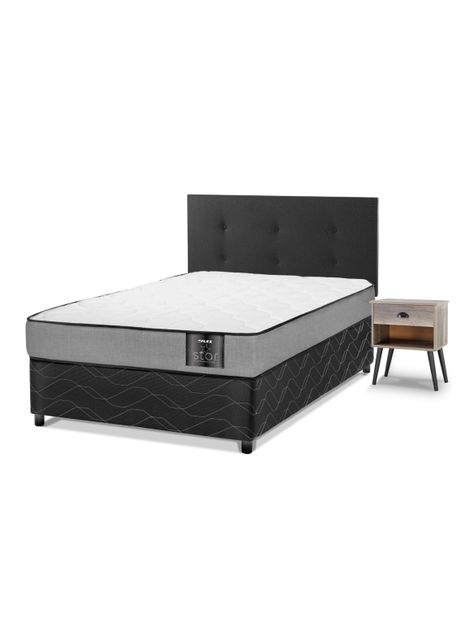Cama Americana Star 1.5 Plazas x 190 cm + Respaldo Royal + Velador Rock-0