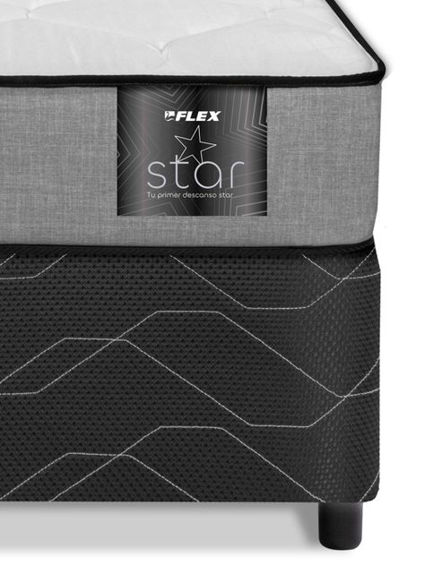 Cama Americana Star 1.5 Plazas x 190 cm + Respaldo Royal + Velador Rock-2