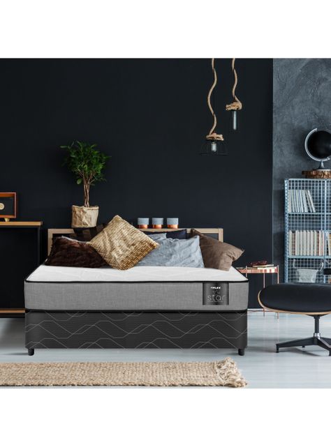 Cama Americana Star 1.5 Plazas x 190 cm + Respaldo Royal + Velador Rock-4