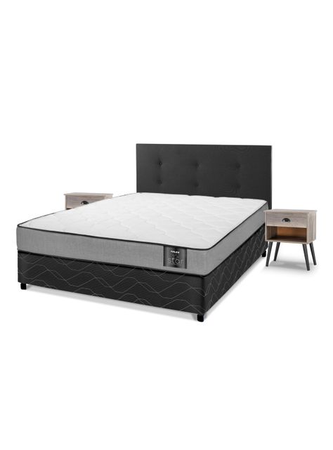Cama Americana 2 Plazas x 190 cm + Respaldo Royal + Velador Rock-0