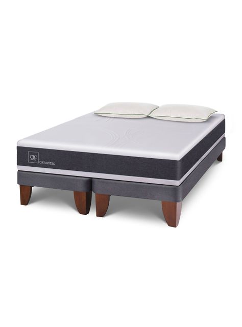 Cama Europea New Ortopedic 2 Plazas Base Dividida + 2 Almohadas Da Soft Sleep-2