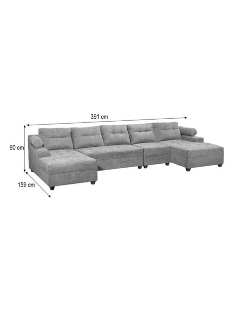 Seccional Le Mans Doble Chaise XL Tela Negro-1