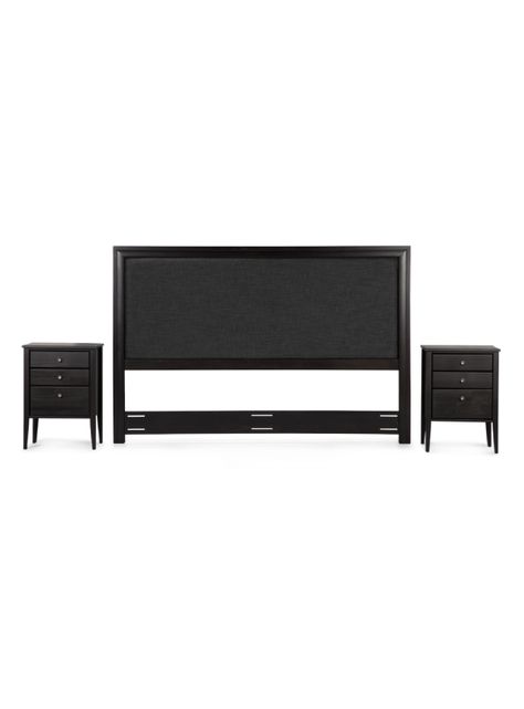 Set Muebles Dormitorio: Respaldo Nolita King + Veladores Issey Grafito-0