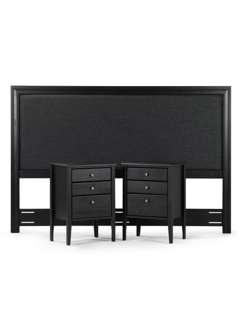 Set Muebles Dormitorio: Respaldo Nolita King + Veladores Issey Grafito-1