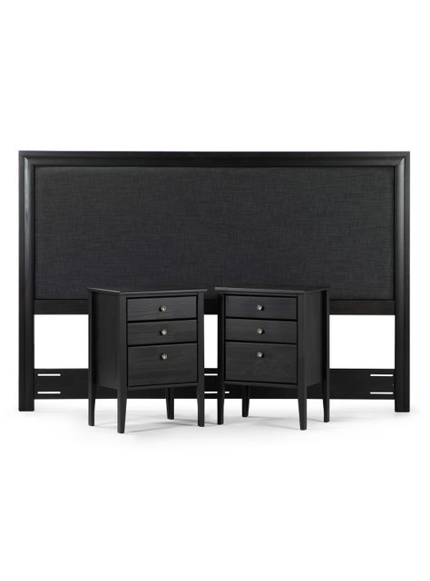 Set Muebles Dormitorio: Respaldo Nolita 2 Plazas + Veladores Issey Grafito-1