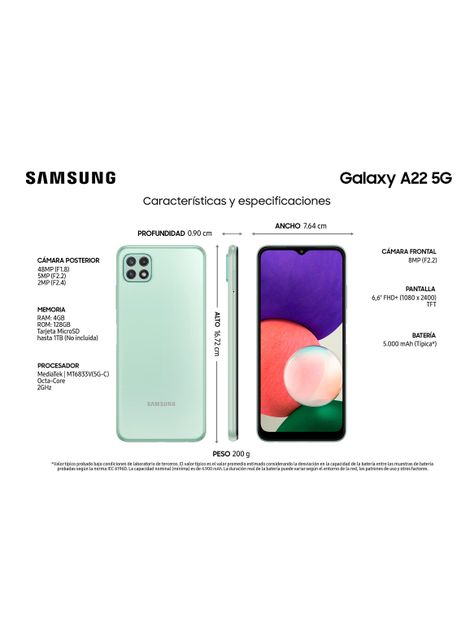Smartphone Galaxy A22 5G 128GB 6.6" Menta Liberado-4