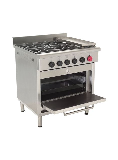 Cocina a Gas Maigas 4 platos + 1 Horno + Plancha Churrasquera-1