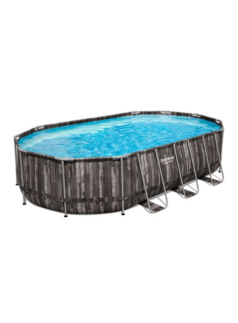 Piscina Estructural Ovalada 366 cm Gris Oscuro con Negro-0