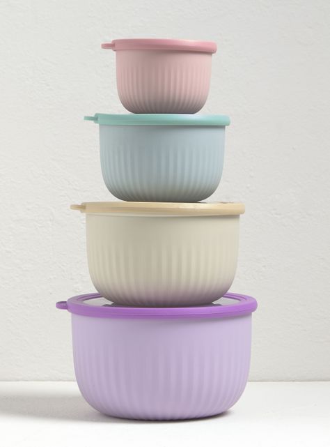 Set 4 Bowls con tapa L 550 ml + 1150 ml + 2100 ml + 3400 ml-0