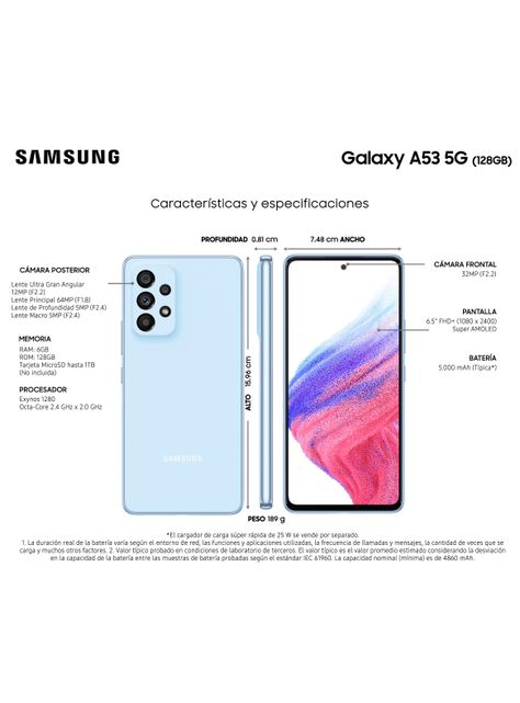 Smartphone Galaxy A53 5G 128GB 6.5" Awesome Blue Liberado-2