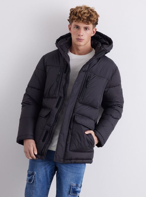 Parka Acolchada Largo Medio-0