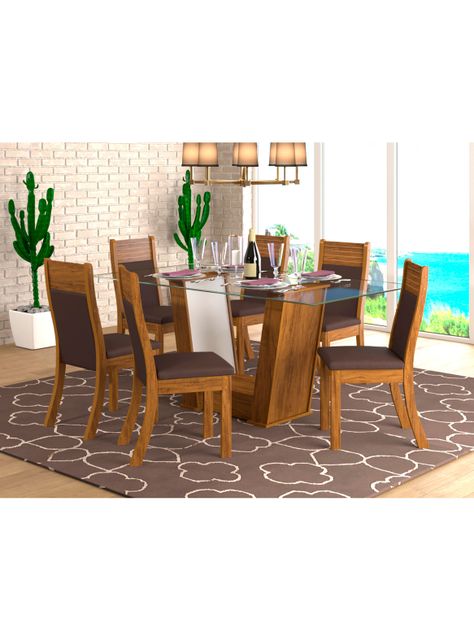 Juego de Comedor Vidrio Roma + 6 Sillas-2