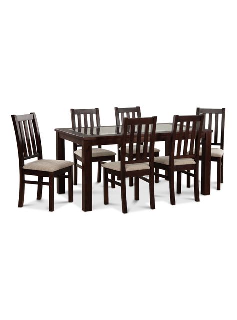 Juego de Comedor Ñuble Vidrio + 6 Sillas Chocolate Beige-0