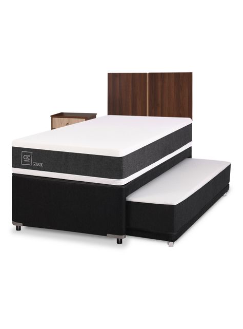 Diván Ortopedic Black 1.5 Plazas + Respaldo + Velador-0
